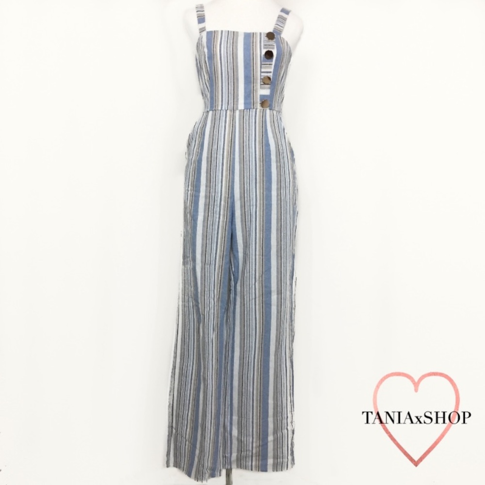 Blue Striped Jumpsuit - Picture 3 of 6